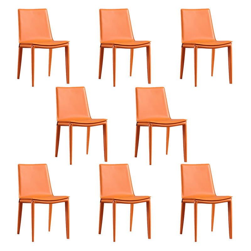 Chaise latéral en faux cuir en cuir en métal chaise de salle à manger sans bras pour chambre à coucher