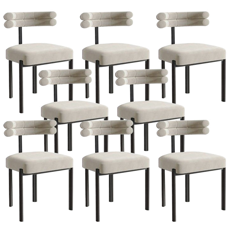 Moderne eenvoudige metalen zijstoel gestoffeerde eetkamerstoelen voor thuisgebruik