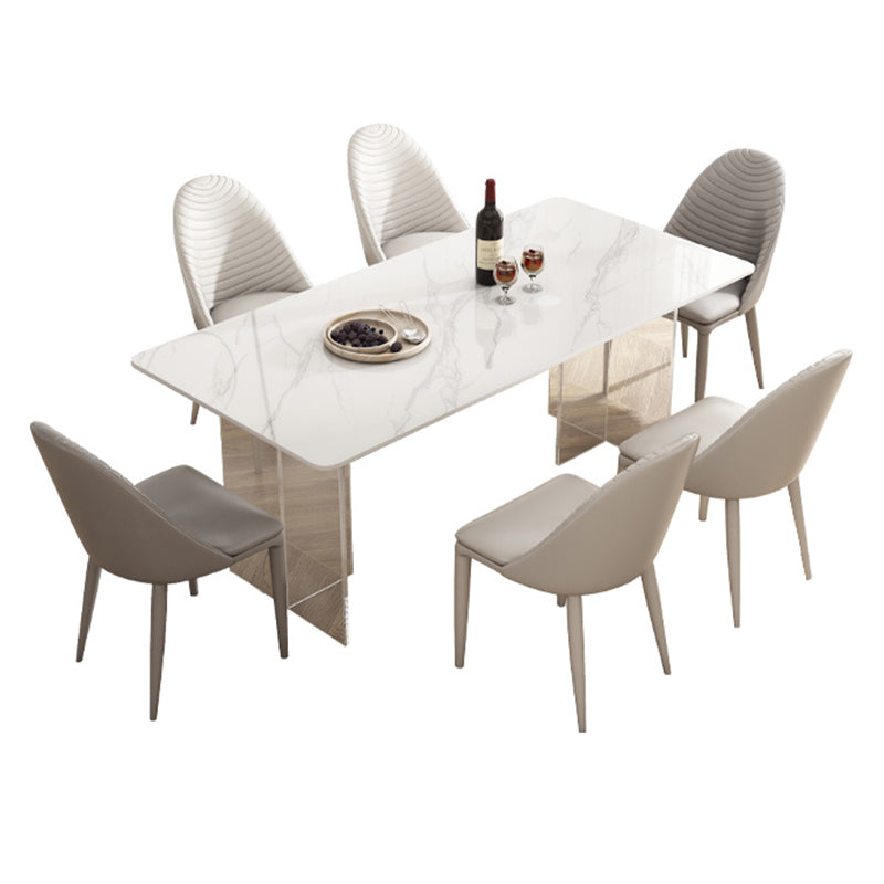 Set di tavoli da pranzo in pietra bianca moderna 1/4/5/7 PCs Set di mobili per sala da pranzo in altezza standard