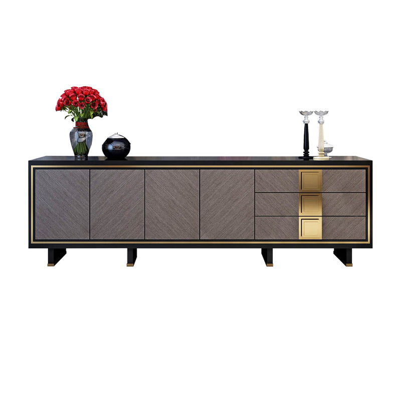 Glam TV Stand Console Enclosed Storage TV Media Stand with Drawers 94"L x 18"W x 24"H Clearhalo 'furn' 'furn_tv_stands_entertainment_centers' 'Furniture' 'Living Room Furniture' 'TV Stands & Entertainment Centers' 'TV Stands & Media Storage Furniture' 'tv_stands_entertainment_centers' 7076402