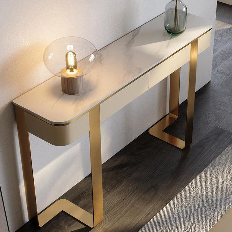 Tavolo da console glam largo 14 pollici tavolo di accento in marmo mela luna