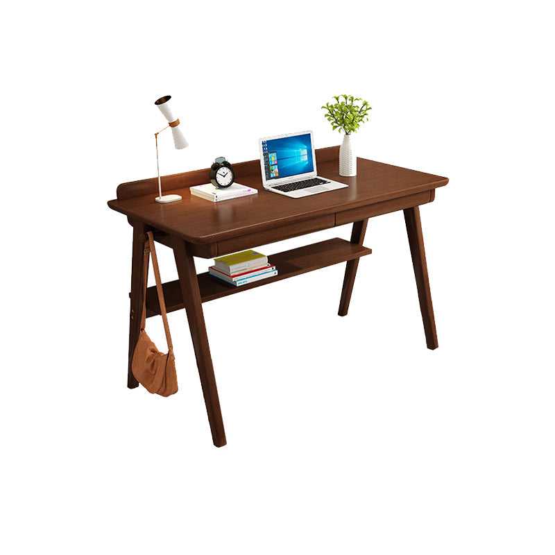 Rectangular Shaped Office Table Wooden Writing Desk for Home Brown Shelves Clearhalo 'furn' 'furn_office_desk' 'Furniture' 'Office Desks' 'Office Furniture' 'office_desk' 7082376