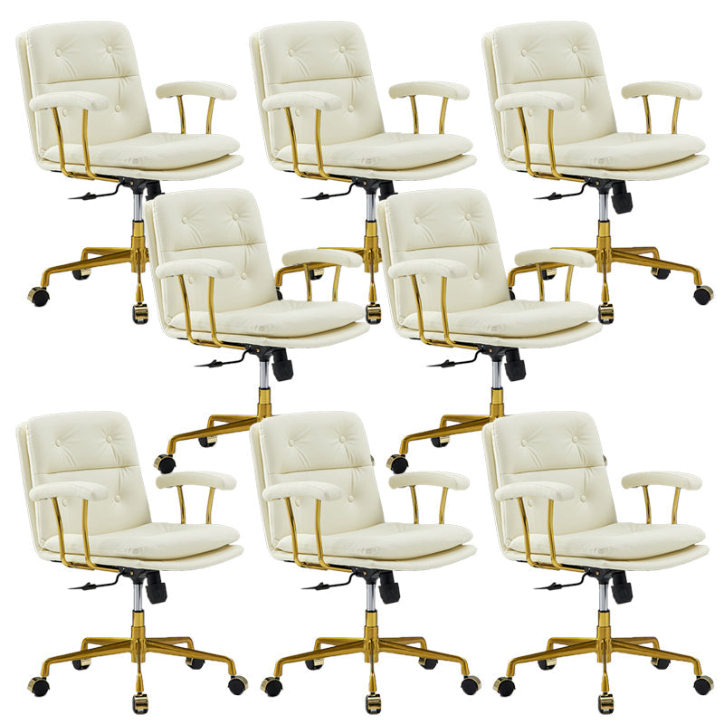 Chaise de bras rembourrée en cuir à hauteur de siège réglable chaise de bureau avec roues