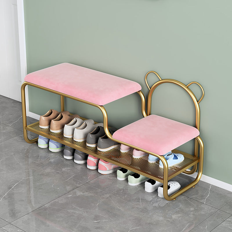 Cushioned Seating Bench Rectangle Shoe Storage Entryway Bench , 12.5 inch W 47"L x 13"W x 18"H Pink Clearhalo 'Benches' 'Chairs & Seating' 'furn' 'furn_benches' 'Furniture' 'Living Room Furniture' 7083297