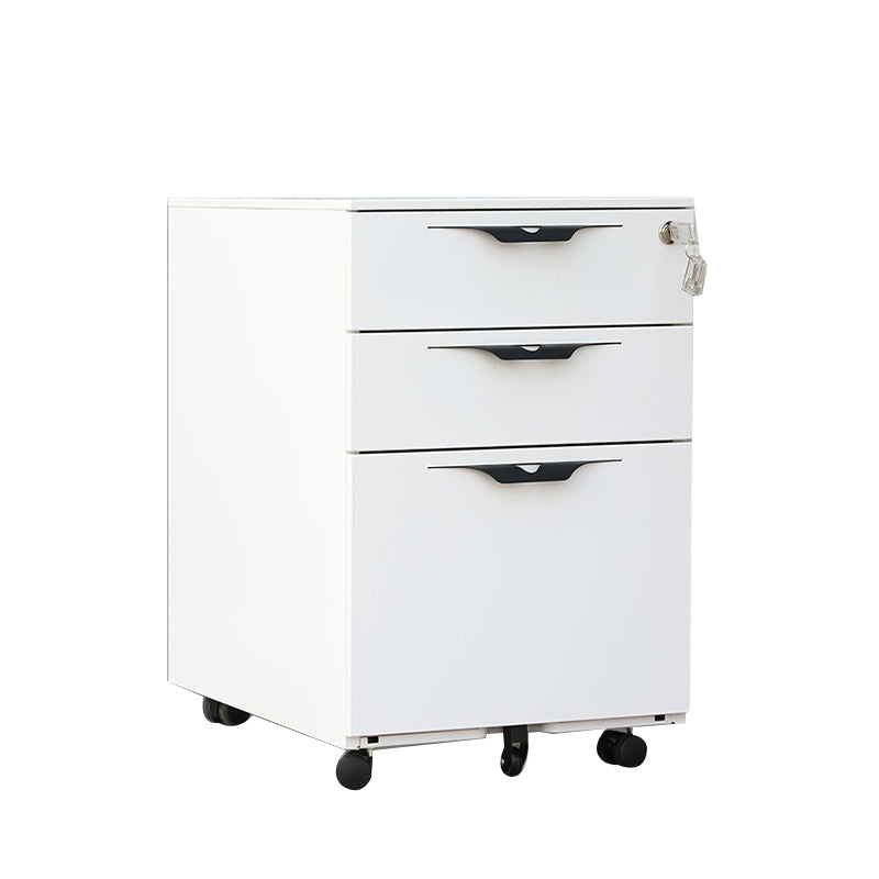 Modern File Cabinets Metal Frame File Pedestal with Key Lock for Office White Drawer Pulls Clearhalo 'Filing Cabinets' 'filling_cabinets' 'furn' 'furn_filling_cabinets' 'Furniture' 'Office Furniture' 7087230