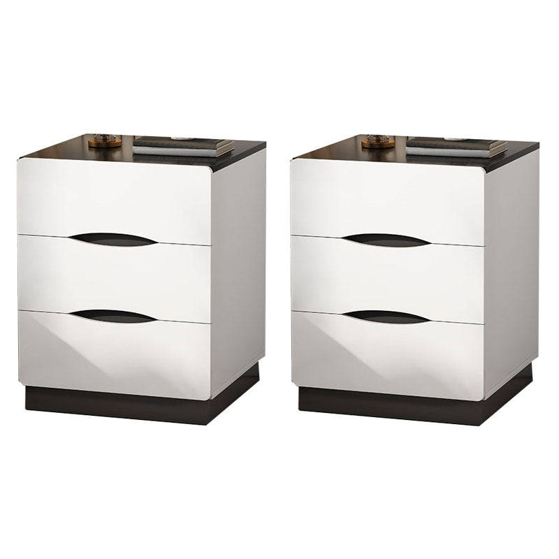 Modern Bed Nightstand Manufactured Wood Night Table with Drawers for Bedroom 20"L x 16"W x 23"H White-Black 2 Piece Set Clearhalo 'Bedroom Furniture' 'furn' 'furn_night_stand' 'Furniture' 'night_stand' 'Nightstands' 7089024