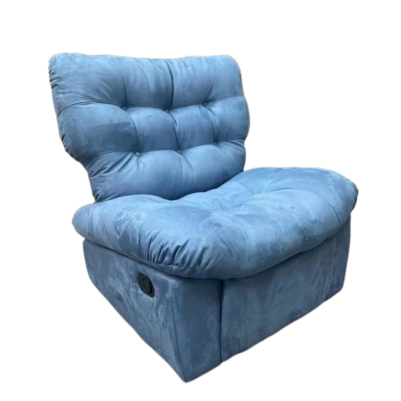 Microsuede Recliner Chair with Tufted Back and Independent Foot Blue Clearhalo 'Chairs & Seating' 'furn' 'furn_recliners' 'Furniture' 'Living Room Furniture' 'Recliners' 7090590