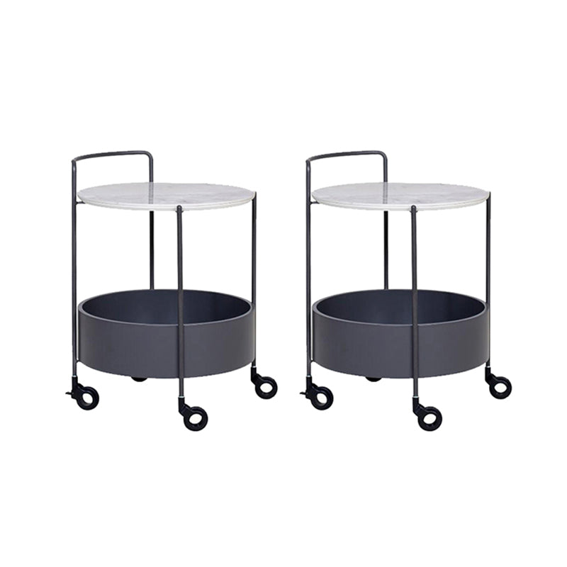 Contemporary Corner Table Round Wood Side Table with Storage 18"L x 18"W x 25"H Gray 2 Clearhalo 'Coffee & Accent Tables' 'End & Side Tables' 'end_side_tables' 'furn' 'furn_end_side_tables' 'Furniture' 'Living Room Furniture' 7090773