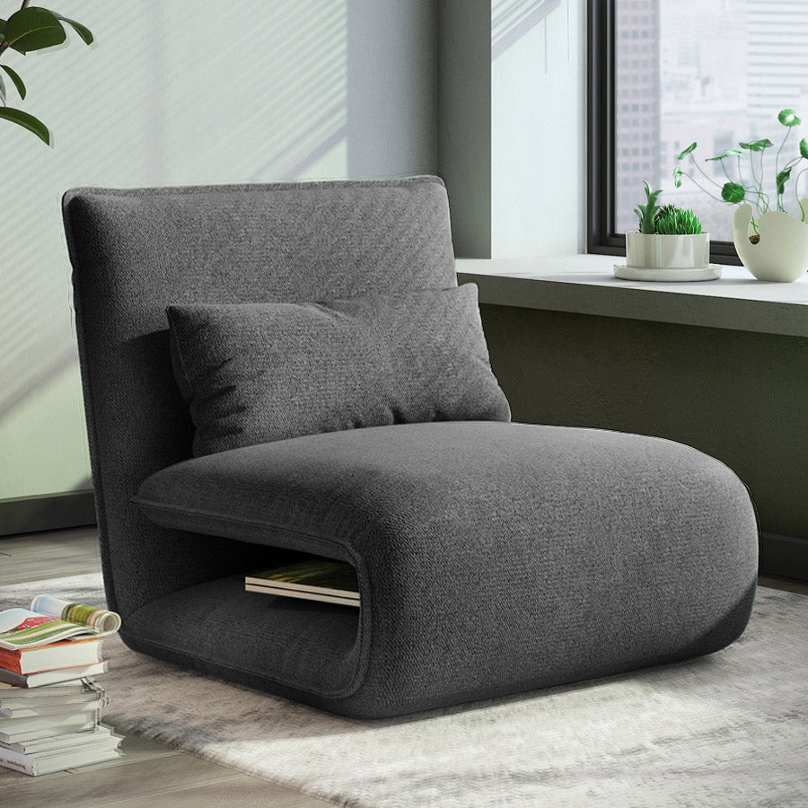 Chaise inclinable à cadre en métal de couleur solide inclinable en lin