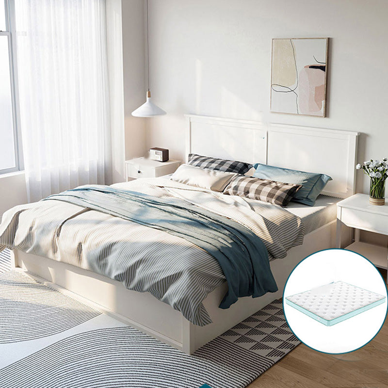 Rectangular Solid Color Panel Bed Scandinavian Standard Bed with Headboard