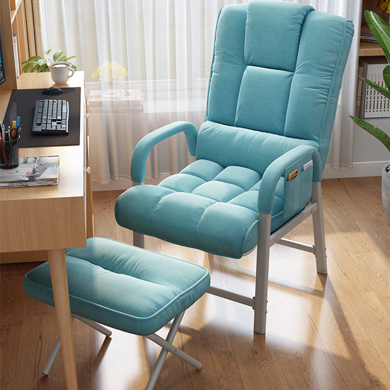 Metal Standard Recliner Solid Color Living Room Arm storage Recliner Chair Deck Chair with Ottoman Lake Blue Clearhalo 'Chairs & Seating' 'furn' 'furn_recliners' 'Furniture' 'Living Room Furniture' 'Recliners' 7091379