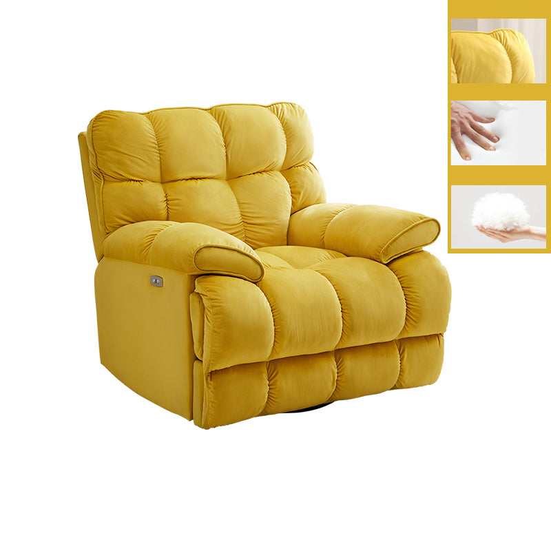 Velvet Gray Recliner Solid Color Recliner Chair 41.33 Inch Wide Yellow Clearhalo 'Chairs & Seating' 'furn' 'furn_recliners' 'Furniture' 'Living Room Furniture' 'Recliners' 7091847
