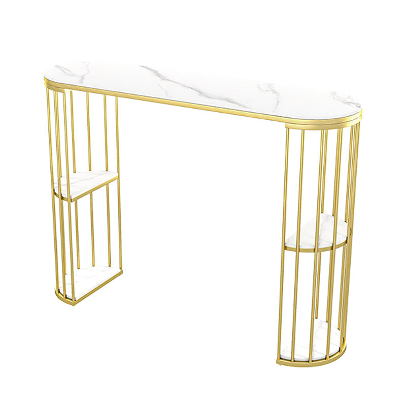 Modern Style Bar Table Oval Stone Storage Bar Table for Living Room Gold Without Chairs Clearhalo 'Bar Furniture' 'Bar Tables' 'bar_tables' 'furn' 'furn_bar_tables' 'Furniture' 'Kitchen & Dining Furniture' 7095909