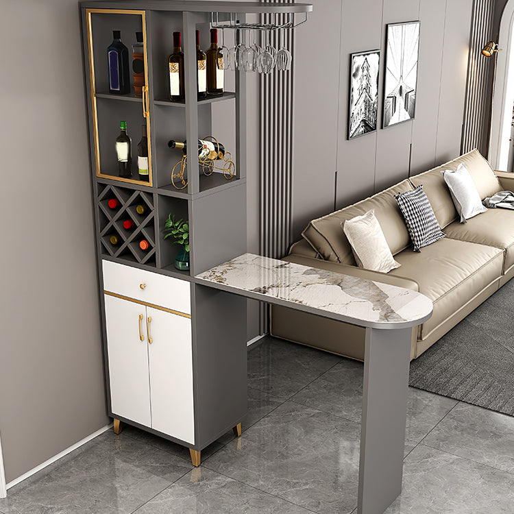 Modern Style Bar Table Stone Bar Table with Storage for Living Room Grey Without Chairs Clearhalo 'Bar Furniture' 'Bar Tables' 'bar_tables' 'furn' 'furn_bar_tables' 'Furniture' 'Kitchen & Dining Furniture' 7095940