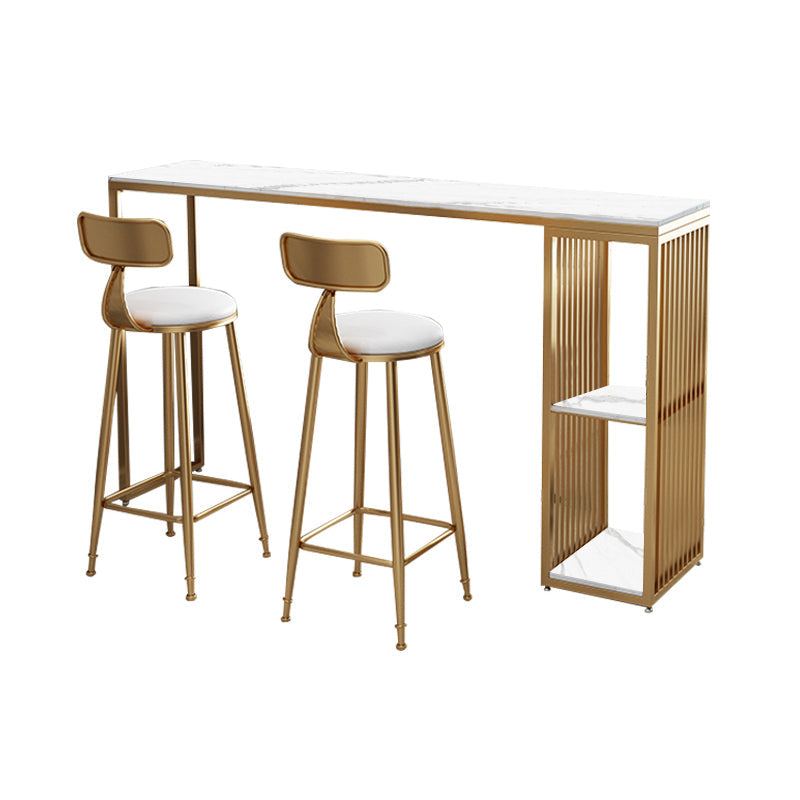 Modern Bar Bistro Set 1/2/3 Pieces Stone Rectangle Bar table with Upholstered Stools