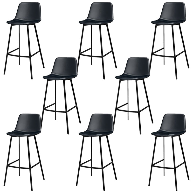 Faux Leather Bar Stool Bar Height Armless Stool with Black Base