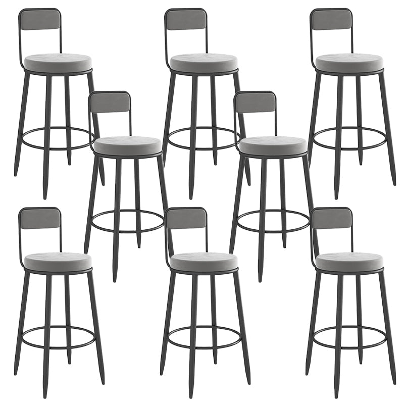 Round Upholstered Dining Stools Armless Bar Stools with Footrest
