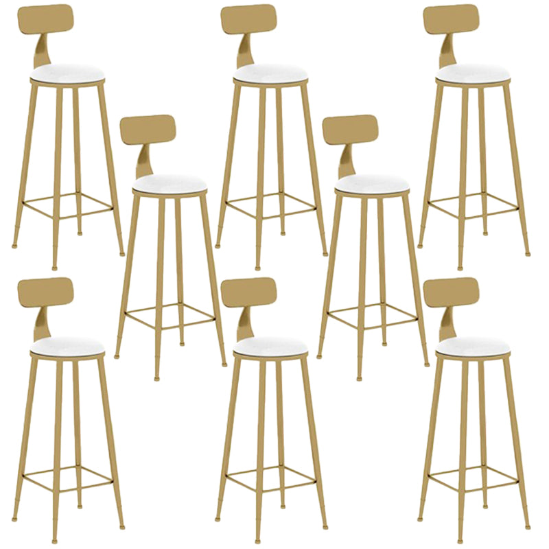 Glam Round Dining Stool Low Back Chairs with Gold Metal Base