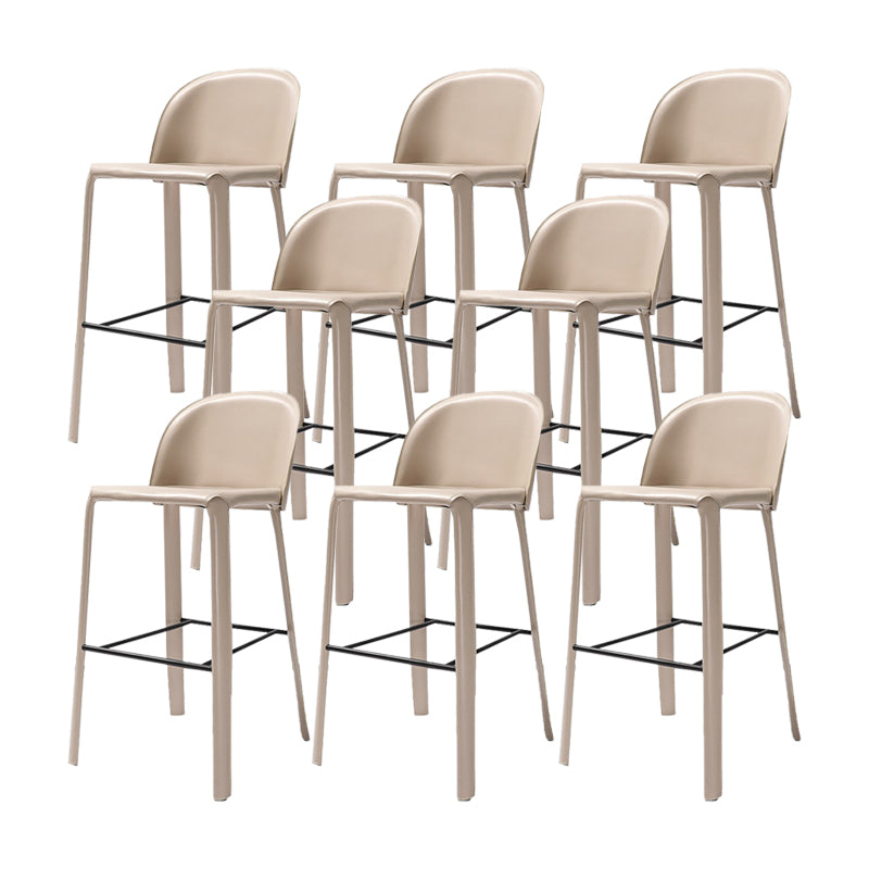 Faux Leather Dining Stools Low Back Bucket Bar Stools with Metal Base