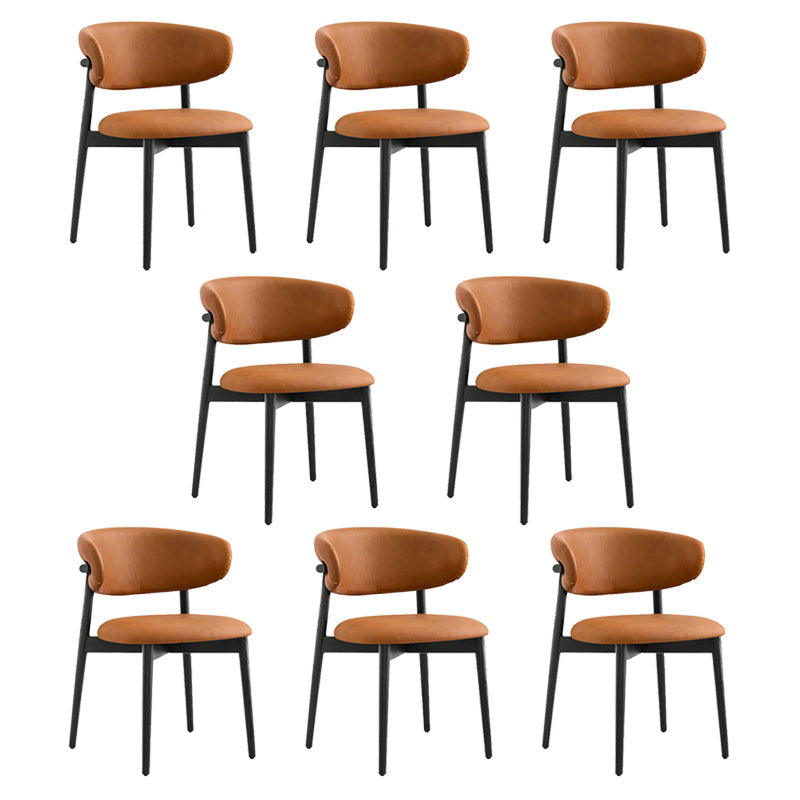 Modern Simple Side Chair Upholstered Dining Chairs with Wooden Base for Home Use
