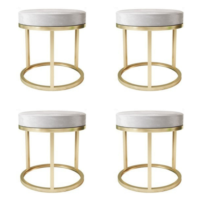 Ottoman de luxe en velours de velours résistant à la déchirure de couleur unie rond Ottoman avec des jambes en métal