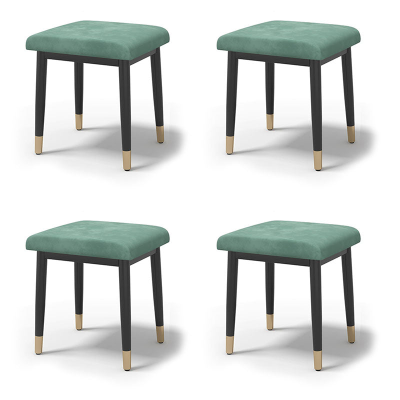 Glam Ottoman Velvet Upholstered Solid Color Square Ottoman with Metal Legs Green 4 Piece Set Black Clearhalo 'furn' 'furn_ottomans_poufs' 'Furniture' 'Living Room Furniture' 'Ottomans & Poufs' 'ottomans_poufs' 7101881