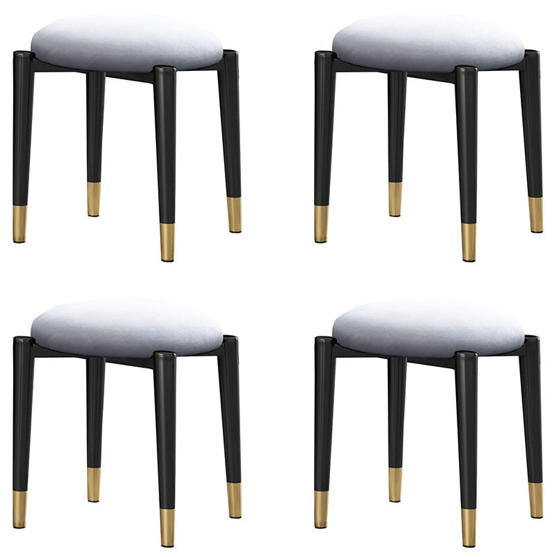 Luxury Ottoman Velvet Tear Resistant Solid Color Round Ottoman with Metal Legs Gray 4 Piece Set Clearhalo 'furn' 'furn_ottomans_poufs' 'Furniture' 'Living Room Furniture' 'Ottomans & Poufs' 'ottomans_poufs' 7101902