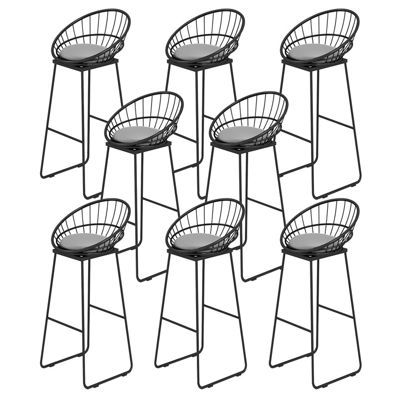 Low Back Upholstered Dining Stool Armless Bar Stool with Metal Base