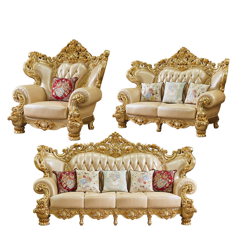 Canapé en cuir authentique en or