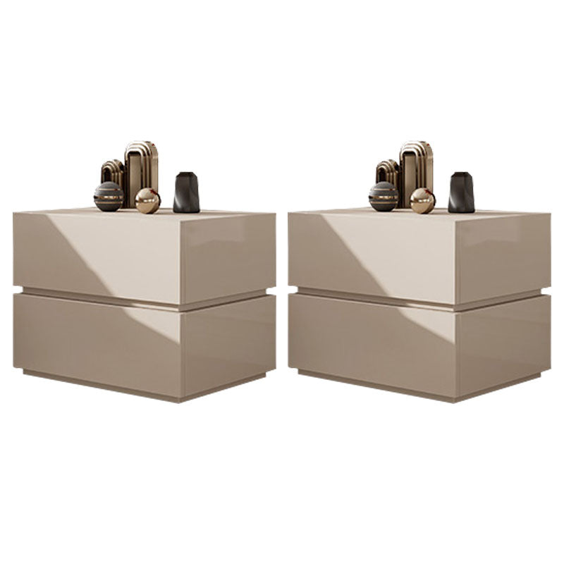 Contemporary Bedside Cabinet Faux Wood Bed Nightstand with Drawers Cream Gray 2 Piece Set Clearhalo 'Bedroom Furniture' 'furn' 'furn_night_stand' 'Furniture' 'night_stand' 'Nightstands' 7108235