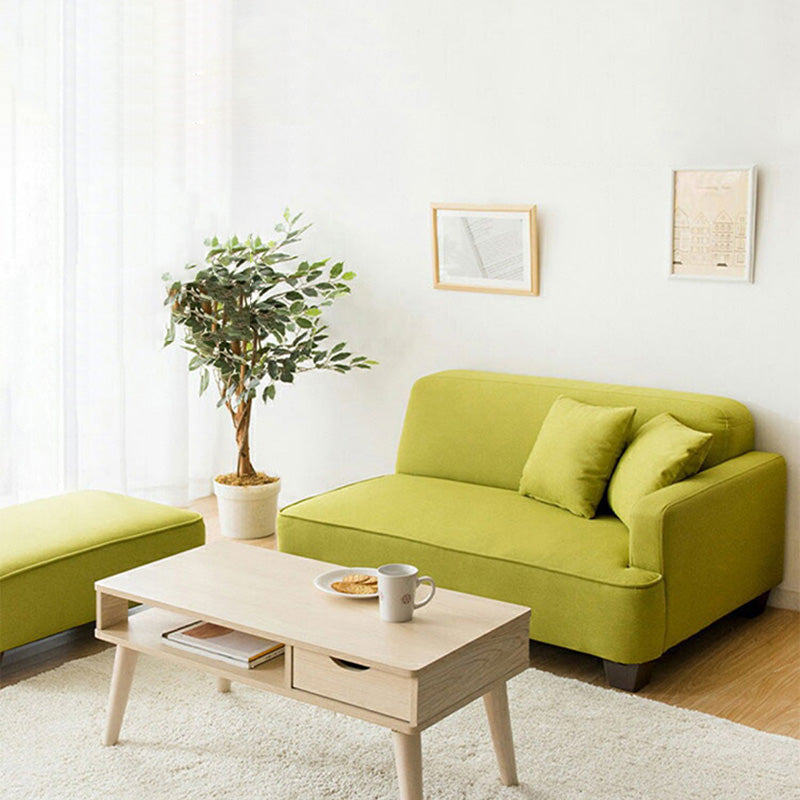 Poltrona lounge moderna con braccioli quadrati, letto in misto cotone