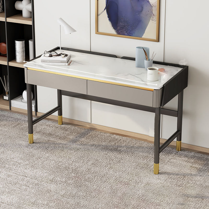 2 cajones escritorio de oficina contemporáneo escritorio de computadora antiguo con patas de metal