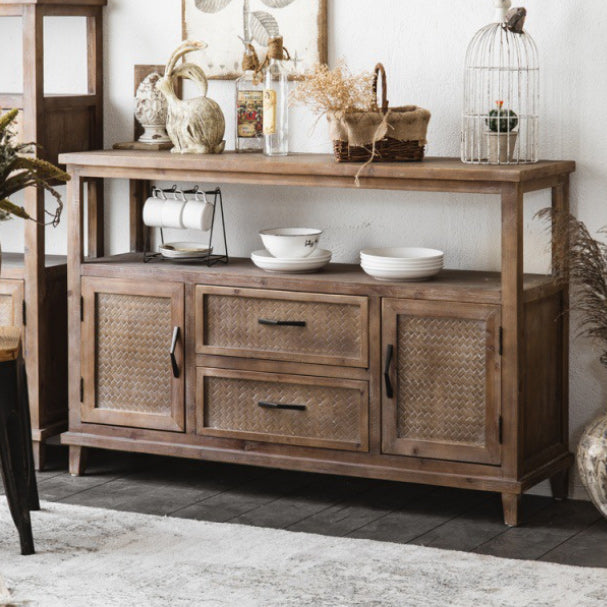 Industrial Solid Wood Side Cabinet Distressed Wood Accent Cabinet