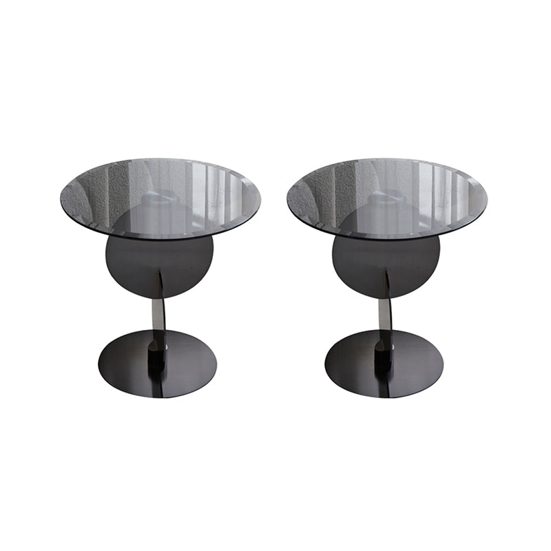 Contemporary Glass Round Top Side Table Metal Pedestal End Table 2 Clearhalo 'Coffee & Accent Tables' 'End & Side Tables' 'end_side_tables' 'furn' 'furn_end_side_tables' 'Furniture' 'Living Room Furniture' 7117754