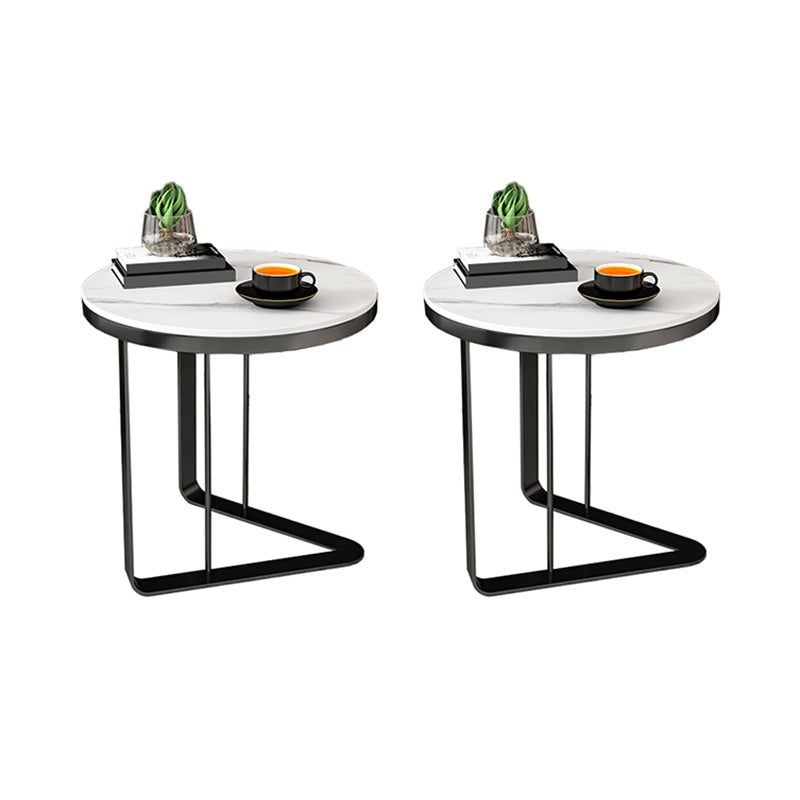 Tavolo laterale in ardesia rotondo della metà del secolo tavolo da piedistallo lussuoso