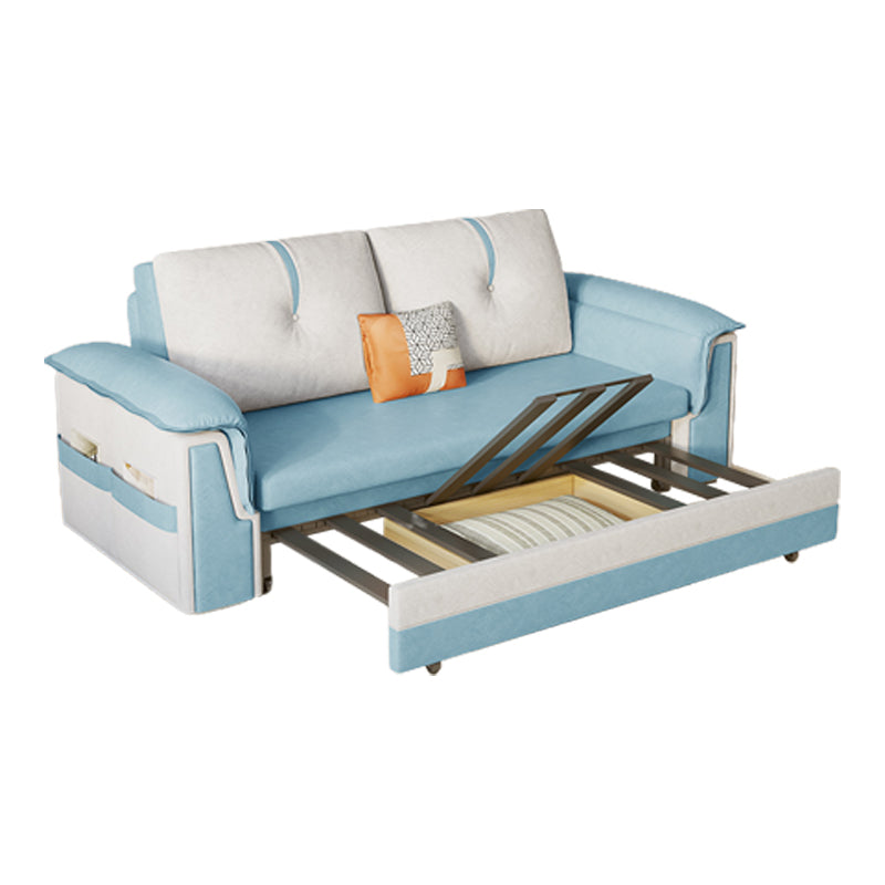 Pillow Back Sleeper Sofa Foldable Square Arms Futon Sleeper Sofa Bed