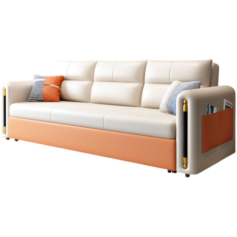 32.67 "Cama de cuero de piel sintética de alta cama Sofá con estilo Glam en beige