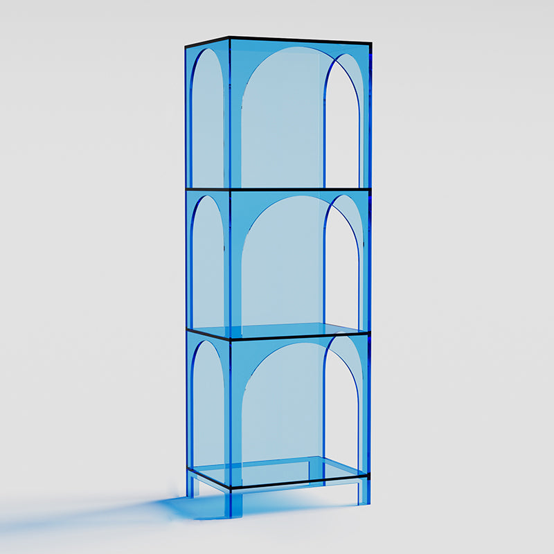 Closed Back Standard Bookshelf Acrylic Bookcase with Shelves for Study Room Blue Clearhalo 'Bookcases' 'furn' 'furn_bookcases' 'Furniture' 'Office Furniture' 7129940