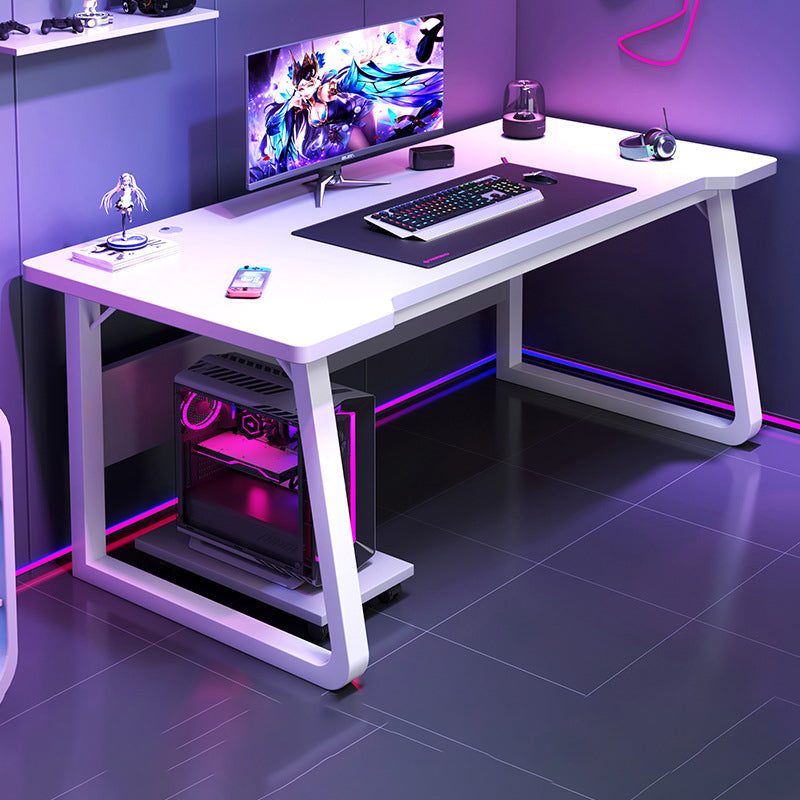 Contemporary Wood Gaming Desk Antique Finish Computer Desk with Metal Legs 55.1"L x 23.6"W x 29.5"H White Clearhalo 'furn' 'furn_office_desk' 'Furniture' 'Office Desks' 'Office Furniture' 'office_desk' 7130313