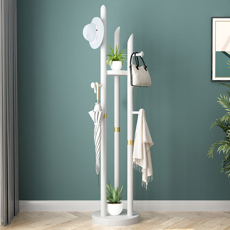 Mid Century Modern Hall Stand Wooden Hall Stand with Storage Shelf Organizer White Clearhalo 'Entry & Mudroom Furniture' 'furn' 'furn_hall_tree_coat_racks' 'Furniture' 'Hall Trees & Coat Racks' 'hall_tree_coat_racks' 7131203