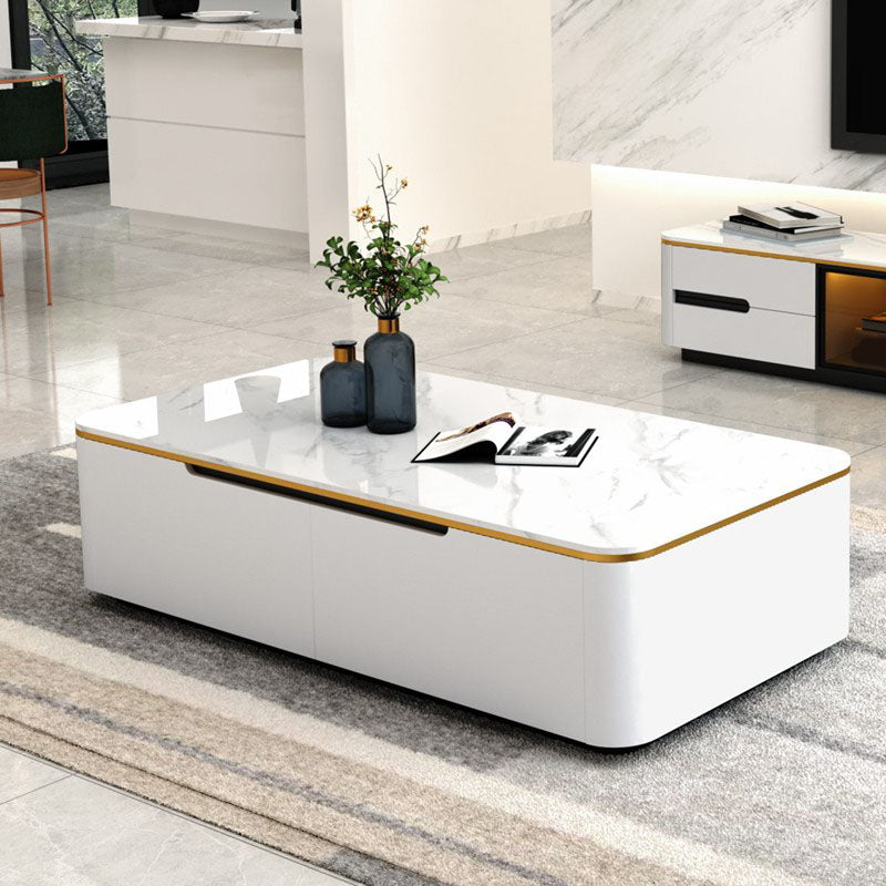 Blocco 1 tavolino da caffè con cassetti moderno tavolo da cocktail rettangolare