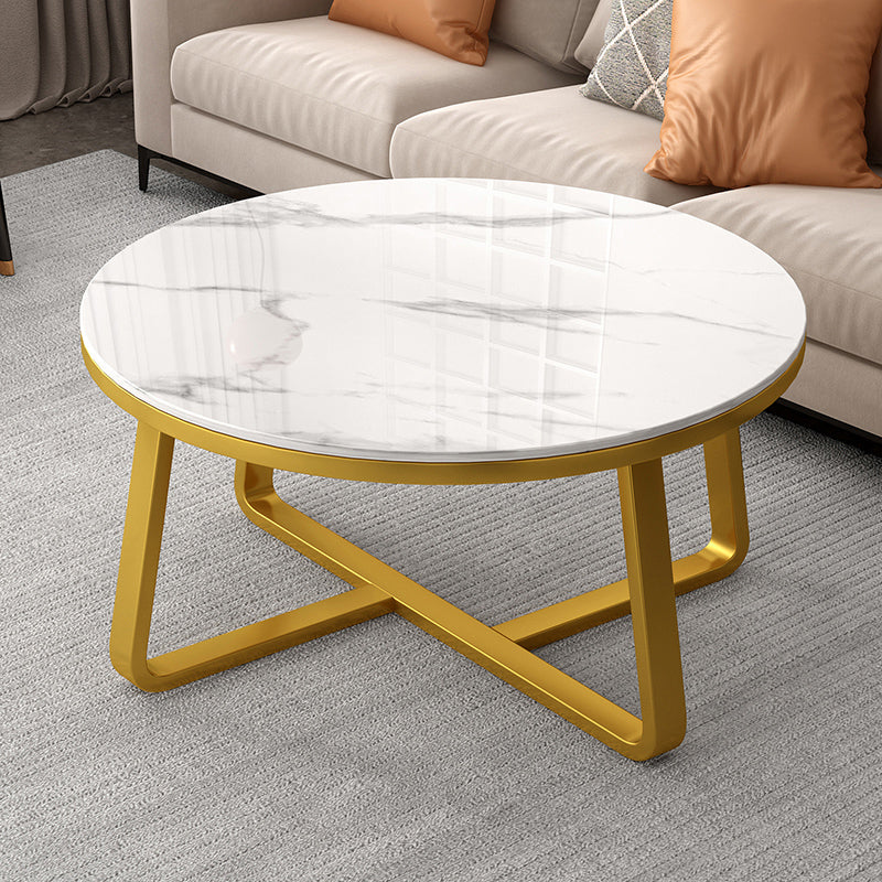 Slate and Metal Single Coffee Table Round Frame 1 Coffee Table