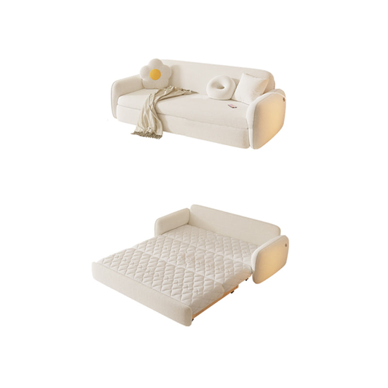Sleepinavian Sleeper divano tessuto bianco con cuscino di stoccaggio posteriore braccia quadrata