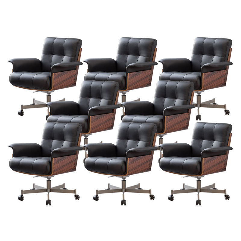 Modern Desk Chair Fixed Arms Upholstered No Distressing Office Chair 8 Piece Set Casters Included Clearhalo 'furn' 'furn_office_chair' 'Furniture' 'Office Chairs' 'Office Furniture' 'office_chair' 7136657