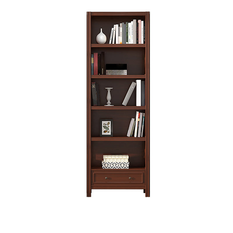 Wooden Standard Bookshelf Contemporary Closed Back Bookcase with Drawers