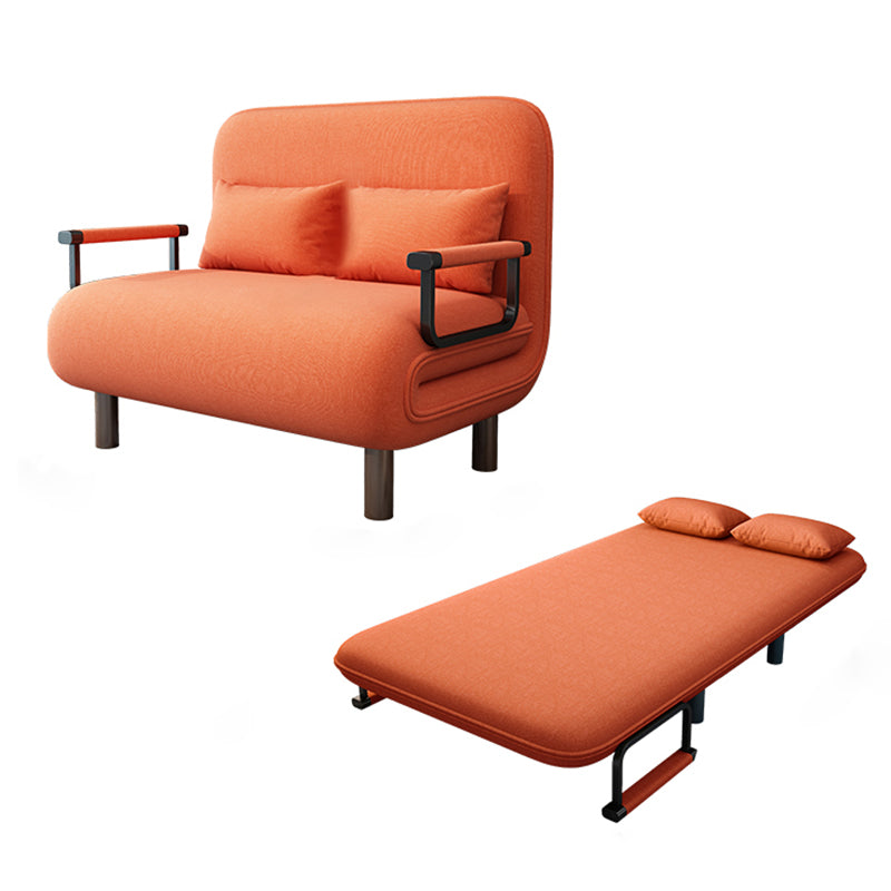 Contemporary Foldable Futon Sleeper Metal Futon and Mattress Orange Clearhalo 'furn' 'furn_futons' 'Furniture' 'Futons & Daybeds' 'Futons' 'Living Room Furniture' 7141173