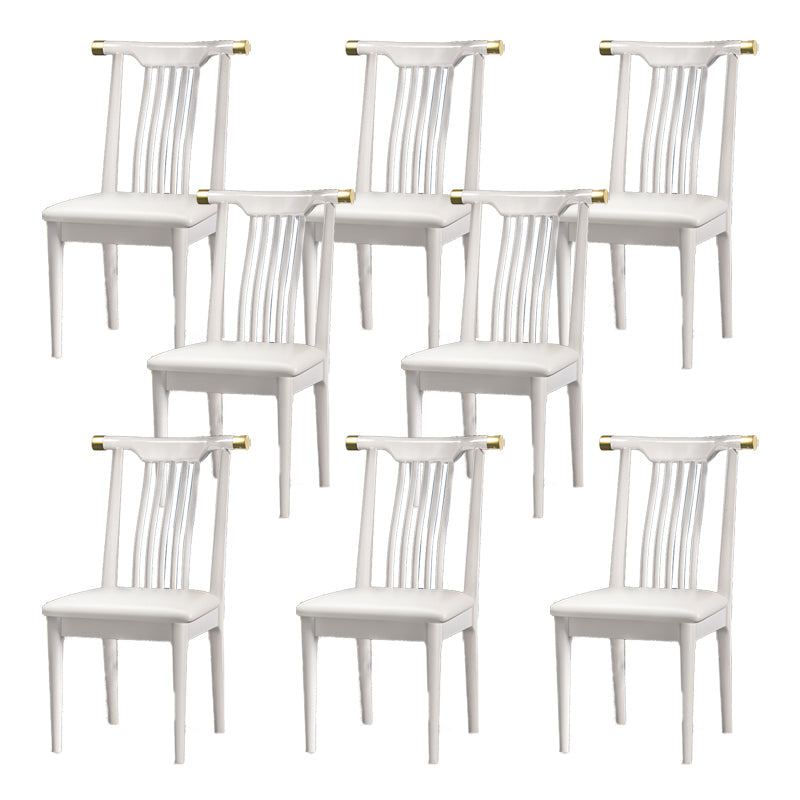 Wood Side Dining Chairs Modern Style Slat Back Armless Chair