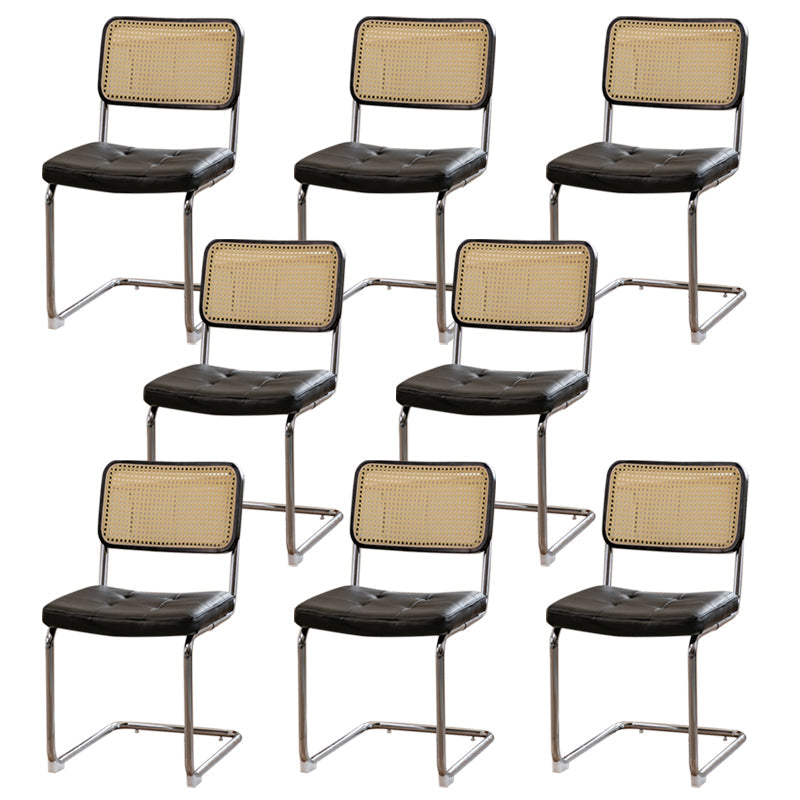 Silla lateral tapizada silla de brazo trasero de estilo moderno con base cromada