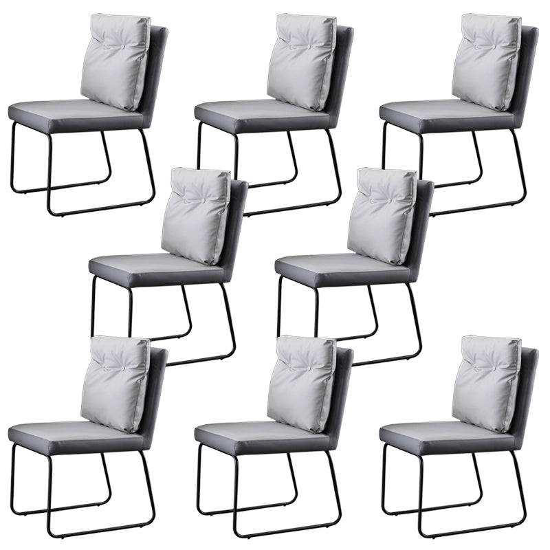 Industrial Kitchen Dining Chairs Faux Leather Side Chair with Black Legs