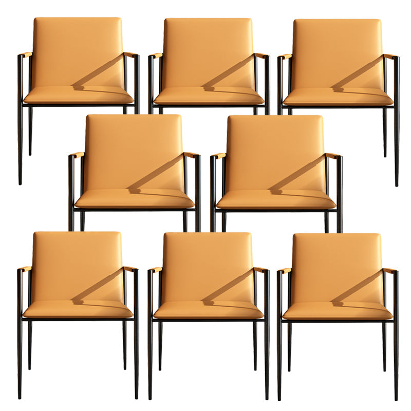 Industrial Upholstered Arm Chair Metal Legs Parsons Dining Chair Orange 8 Piece Set Clearhalo 'Dining Chairs' 'Dining Tables & Seating' 'dining_chair' 'furn' 'furn_dining_chair' 'Furniture' 'Kitchen & Dining Furniture' 7144154